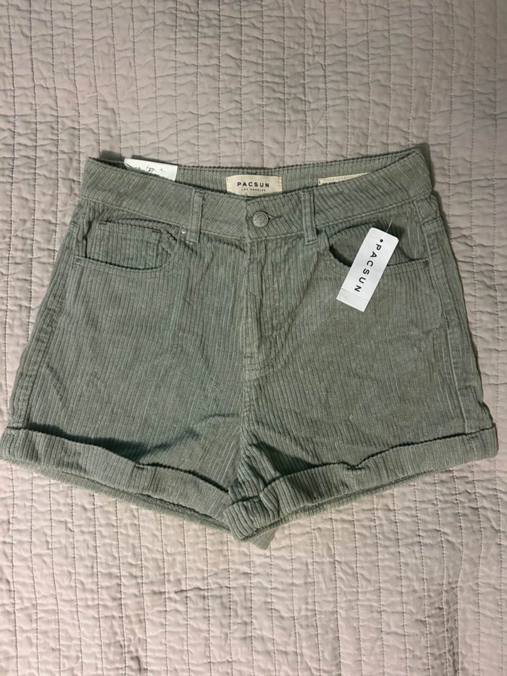 PACSUN Women's Corduroy High-Rise Shorts in Sage Green